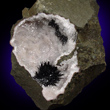 Pyrolusite on Quartz in Vug