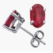 Ruby White Gold Stud Earrings