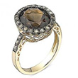 Smoky Quartz & Diamond Gold Ring